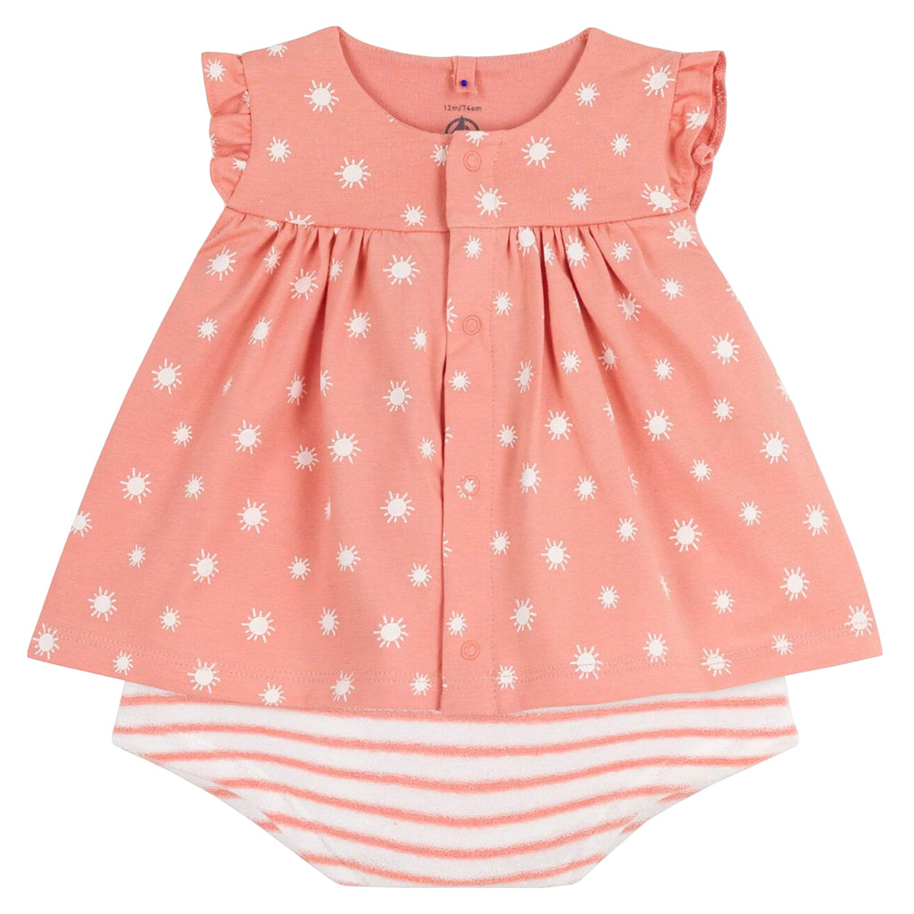 Petit Bateau Baby Two Piece Set Apricot Orange Print