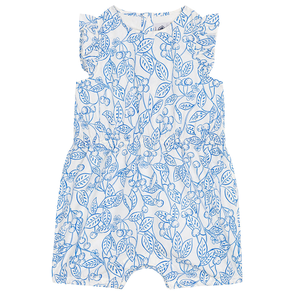 Petit Bateau Baby Romper Porcelain Blue Cherry Print