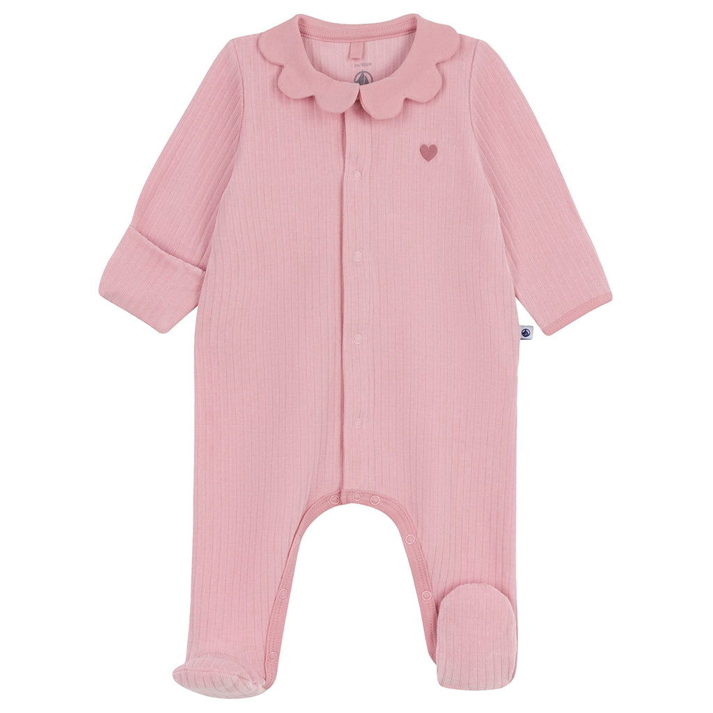 Petit Bateau Baby Velvet Collared Pyjamas Charm Pink