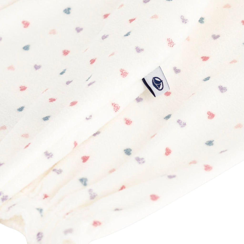 Petit Bateau Baby Velvet Pyjamas Marshmallow White Heart Print