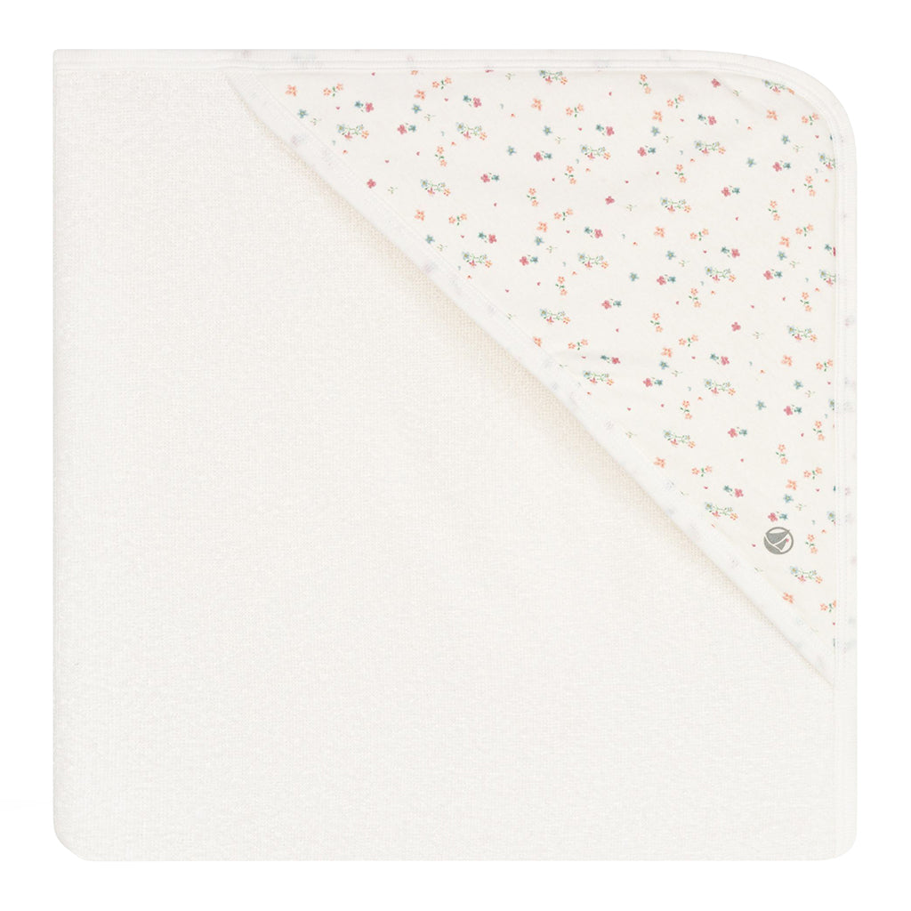 Petit Bateau Baby Bath Square Towel Marshmallow White Floral Print