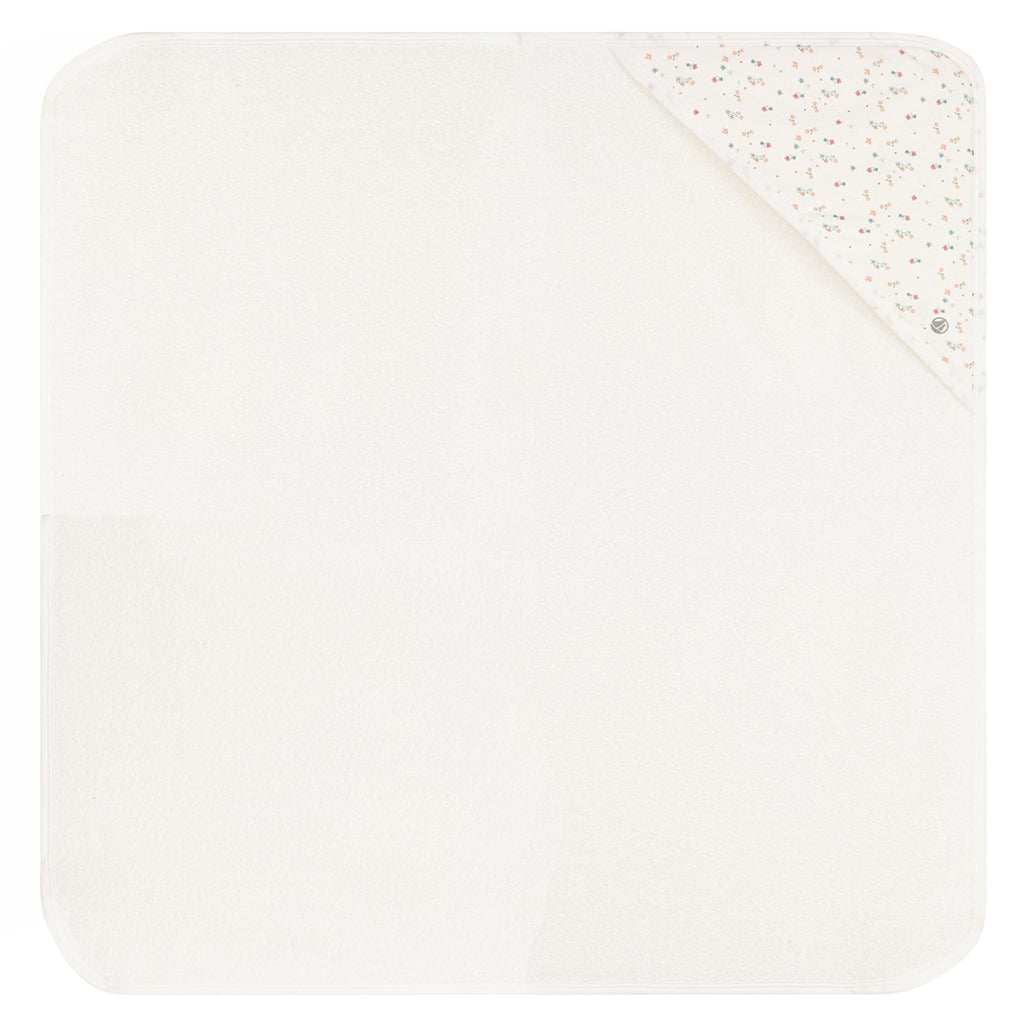 Petit Bateau Baby Bath Square Towel Marshmallow White Floral Print
