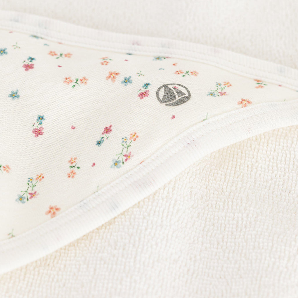Petit Bateau Baby Bath Square Towel Marshmallow White Floral Print