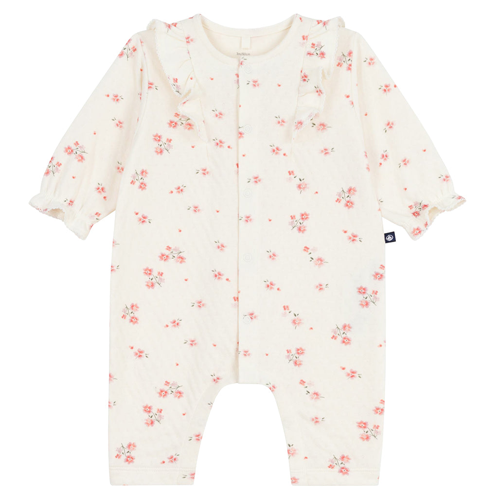 Petit Bateau Baby Jumpsuit Milk Cream Floral Print