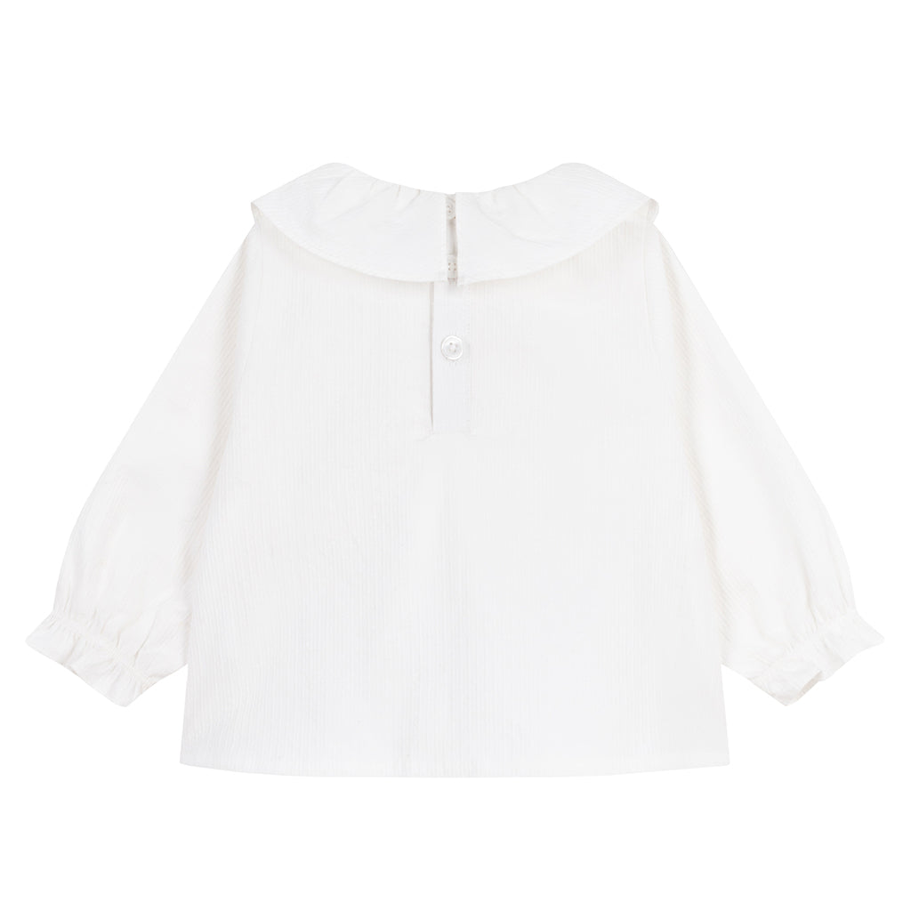 Petit Bateau Baby Collared Blouse Foam White