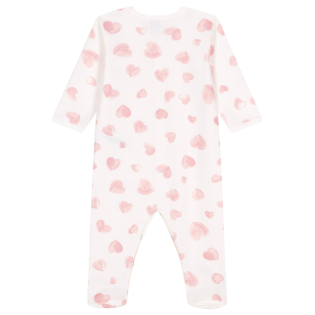 Petit Bateau Baby Pyjamas Marshmallow White Heart Print