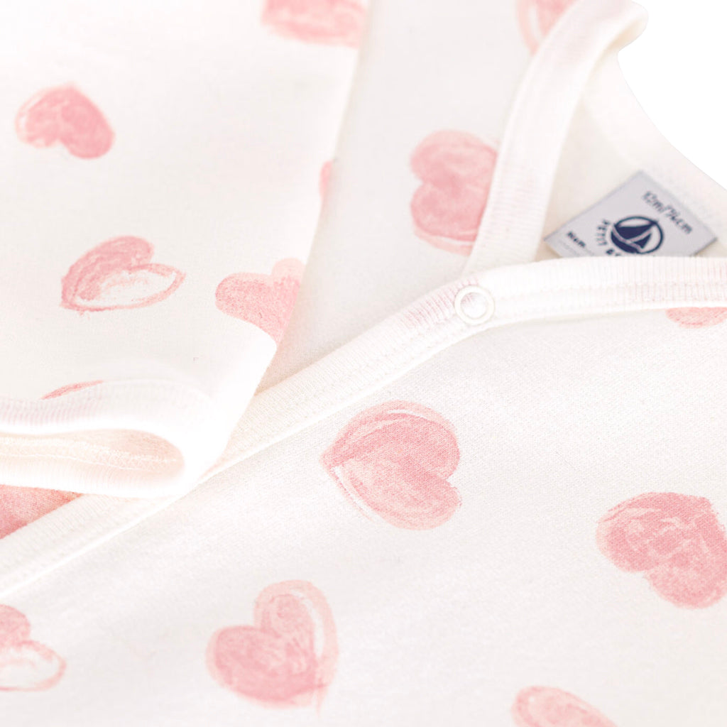 Petit Bateau Baby Pyjamas Marshmallow White Heart Print