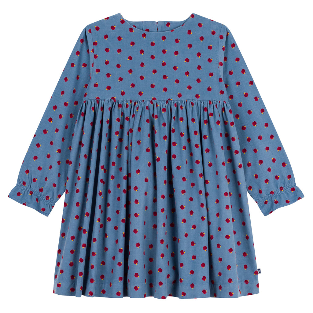 Petit Bateau Child Dress Adriatic Blue Apple Print