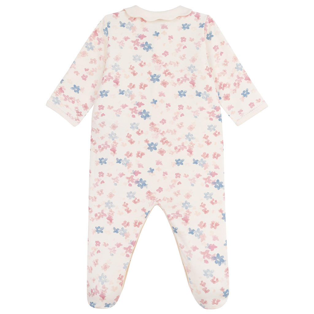 Petit Bateau Baby Collared Pyjamas Milk Cream Floral Print