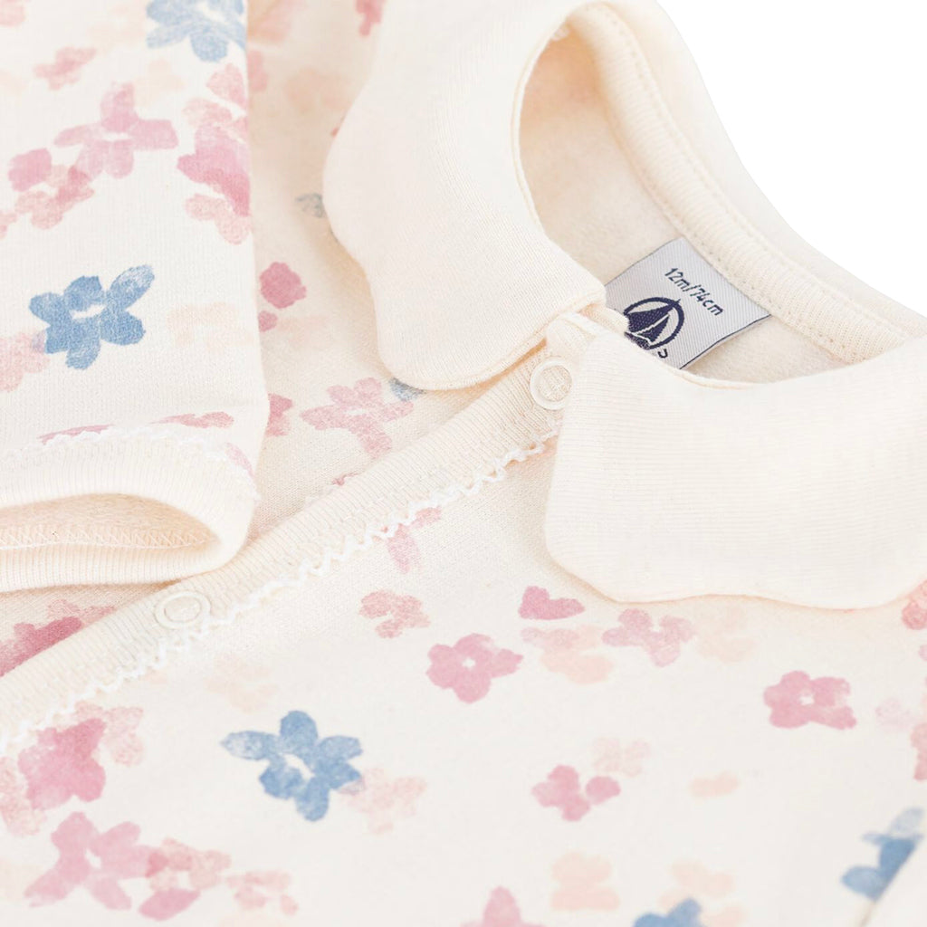 Petit Bateau Baby Collared Pyjamas Milk Cream Floral Print