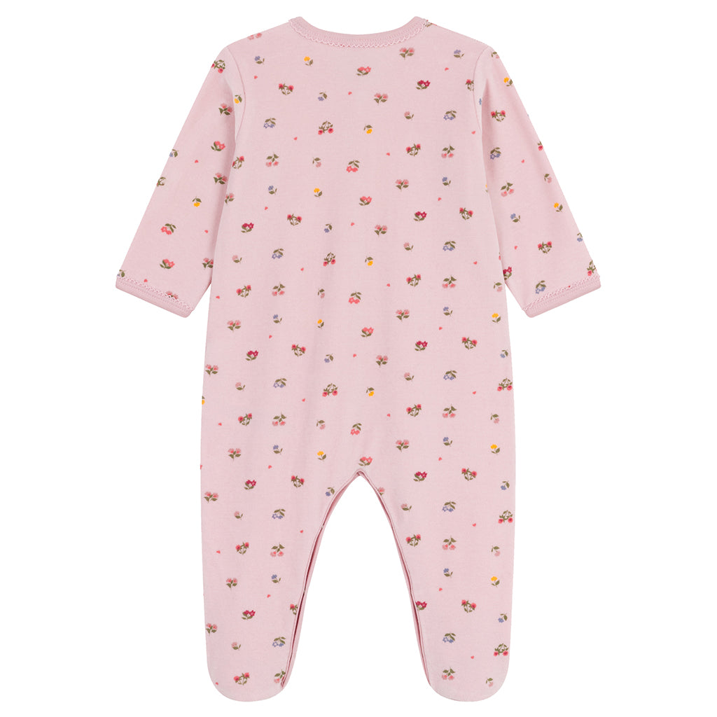 Petit Bateau Baby Velvet Pyjamas Pretty Pink Floral Print