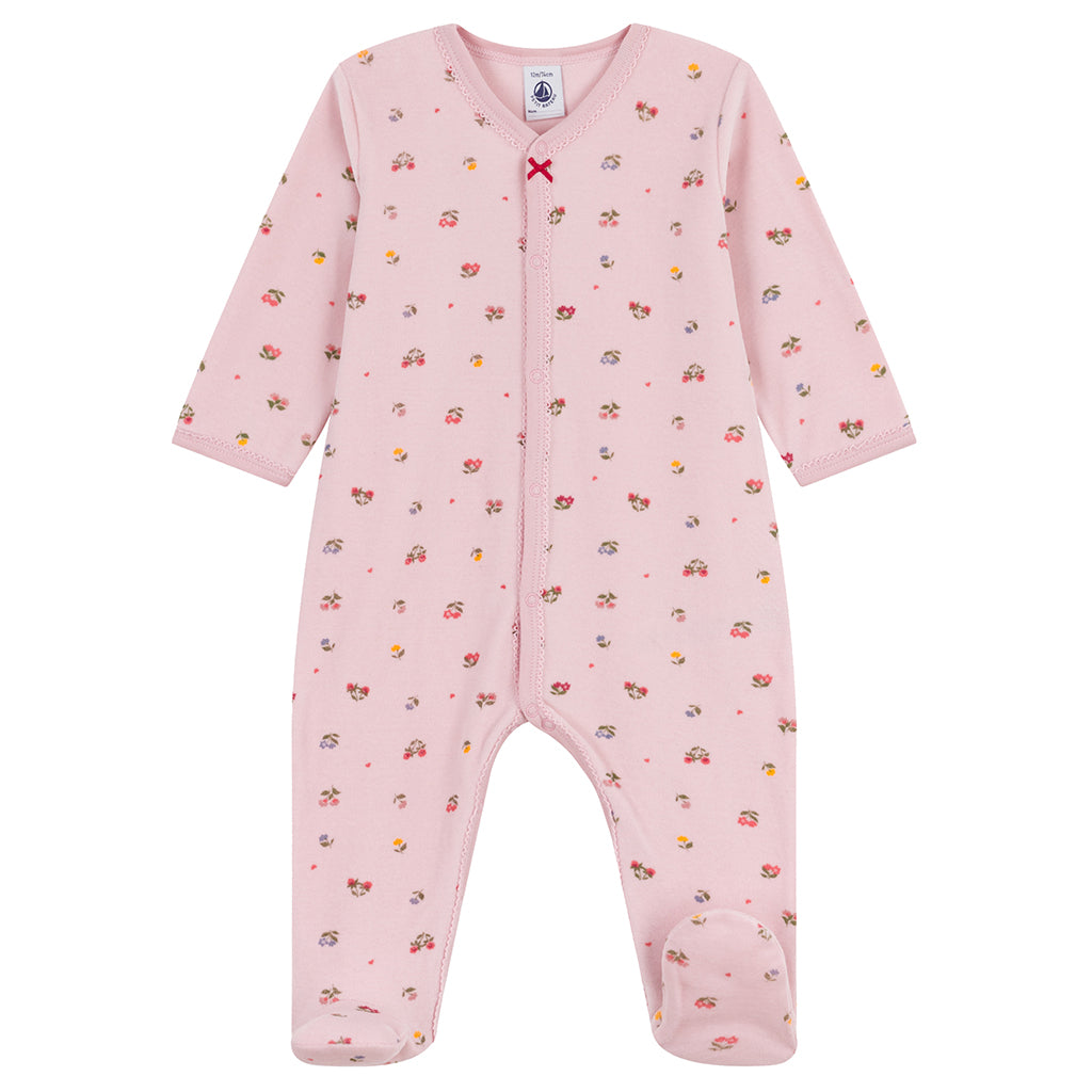 Petit Bateau Baby Velvet Pyjamas Pretty Pink Floral Print