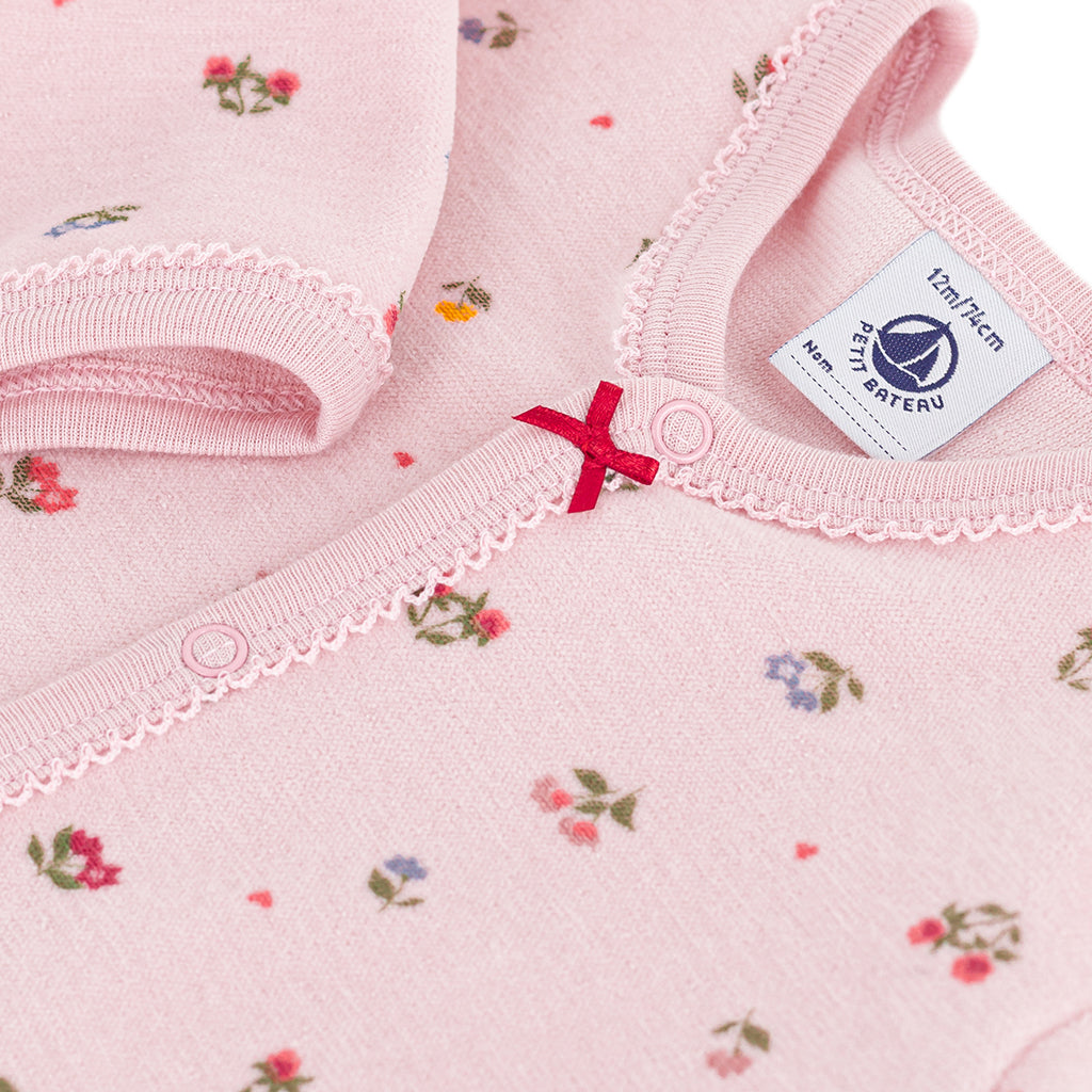 Petit Bateau Baby Velvet Pyjamas Pretty Pink Floral Print