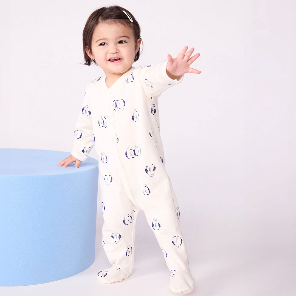 Petit Bateau Baby Pyjamas Milk Cream Penguin Print