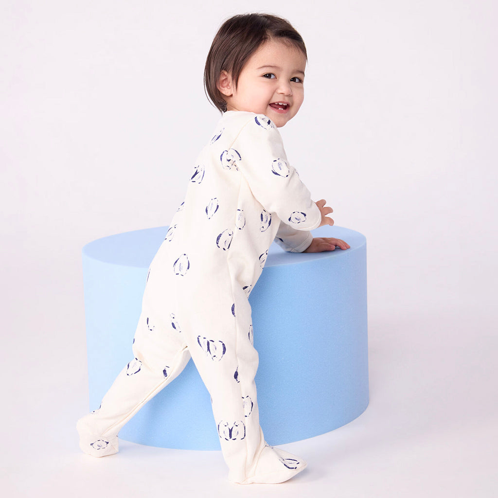 Petit Bateau Baby Pyjamas Milk Cream Penguin Print