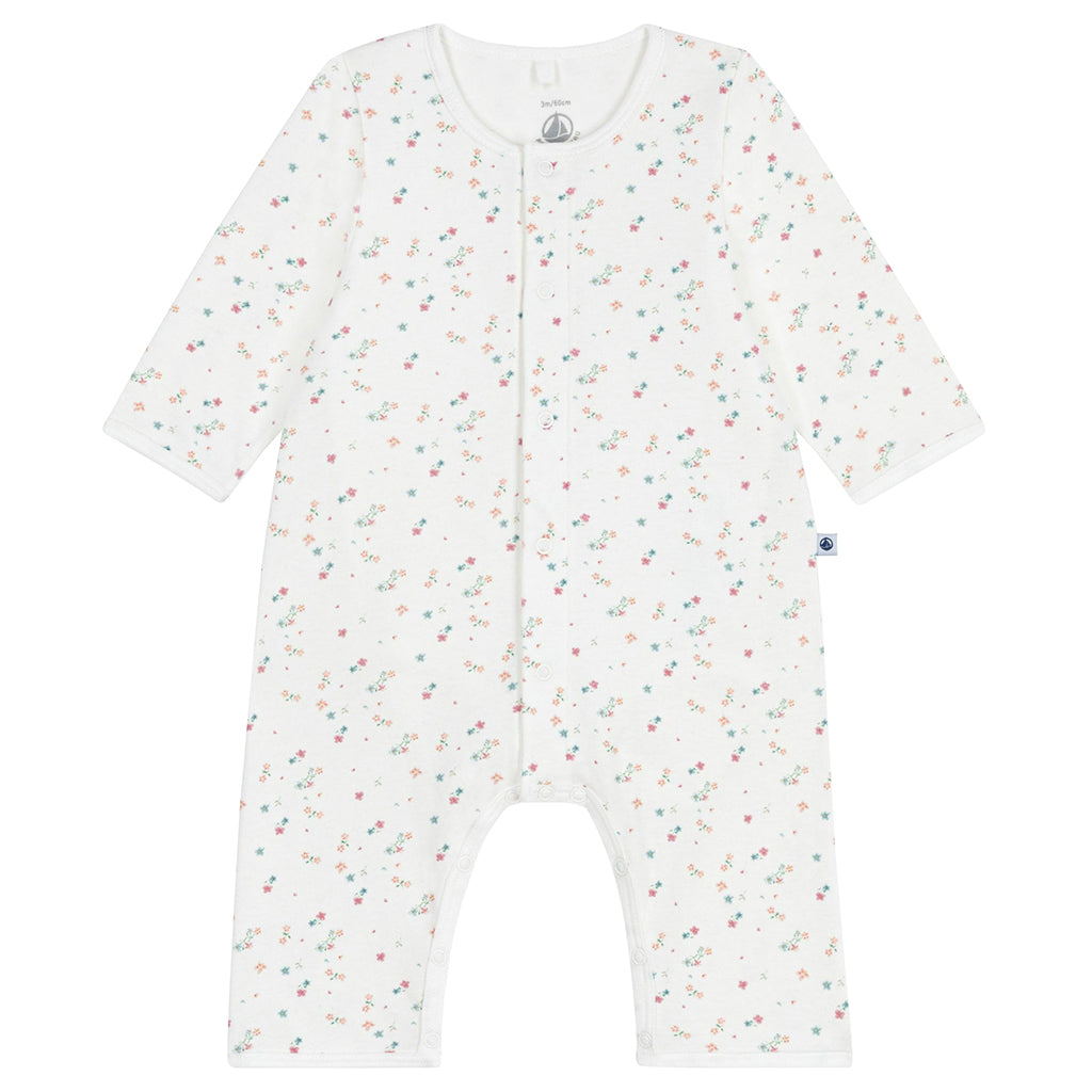 Petit Bateau Baby Bodyjama Pyjamas Marshmallow White Floral Print