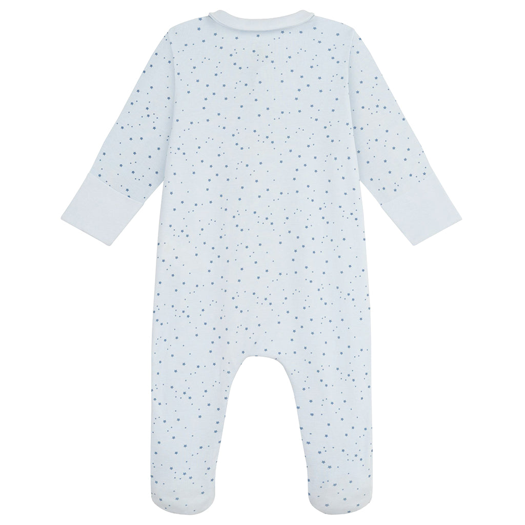 Petit Bateau Baby Collared Pyjamas Fresh Blue Star Print
