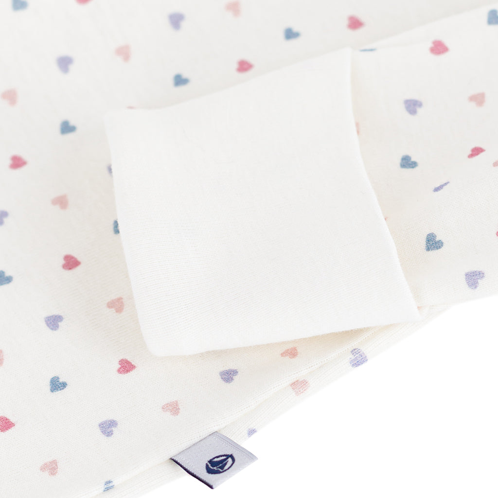 Petit Bateau Baby Collared Pyjamas Marshmallow White Heart Print