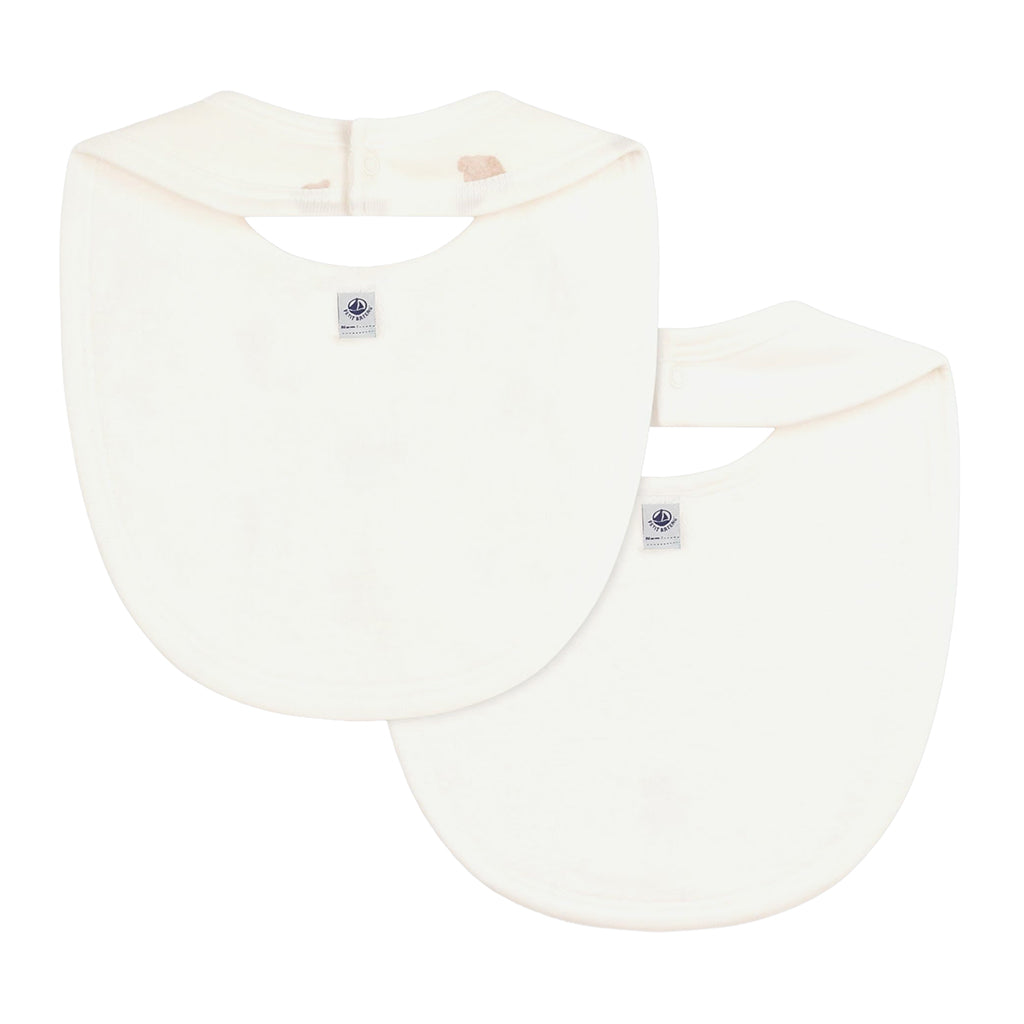 Petit Bateau Baby Set Of Two Bibs White Bear Print
