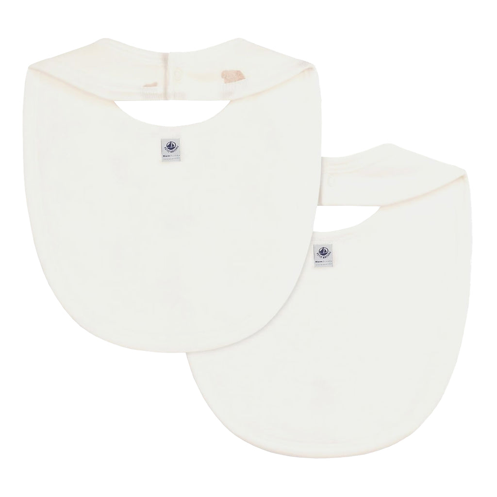 Petit Bateau Baby Set Of Two Bibs White Bear Print