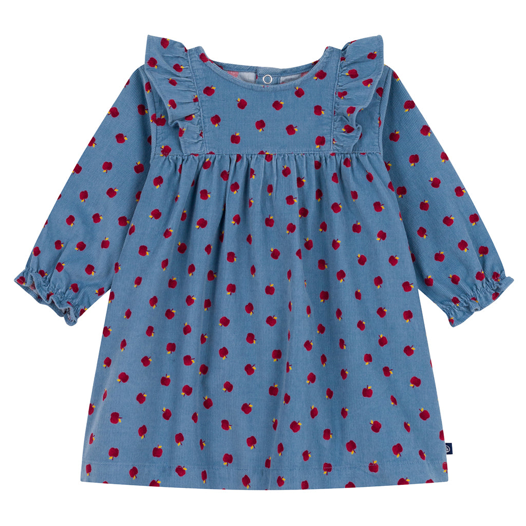 Petit Bateau Baby Dress Adriatic Blue Apple Print