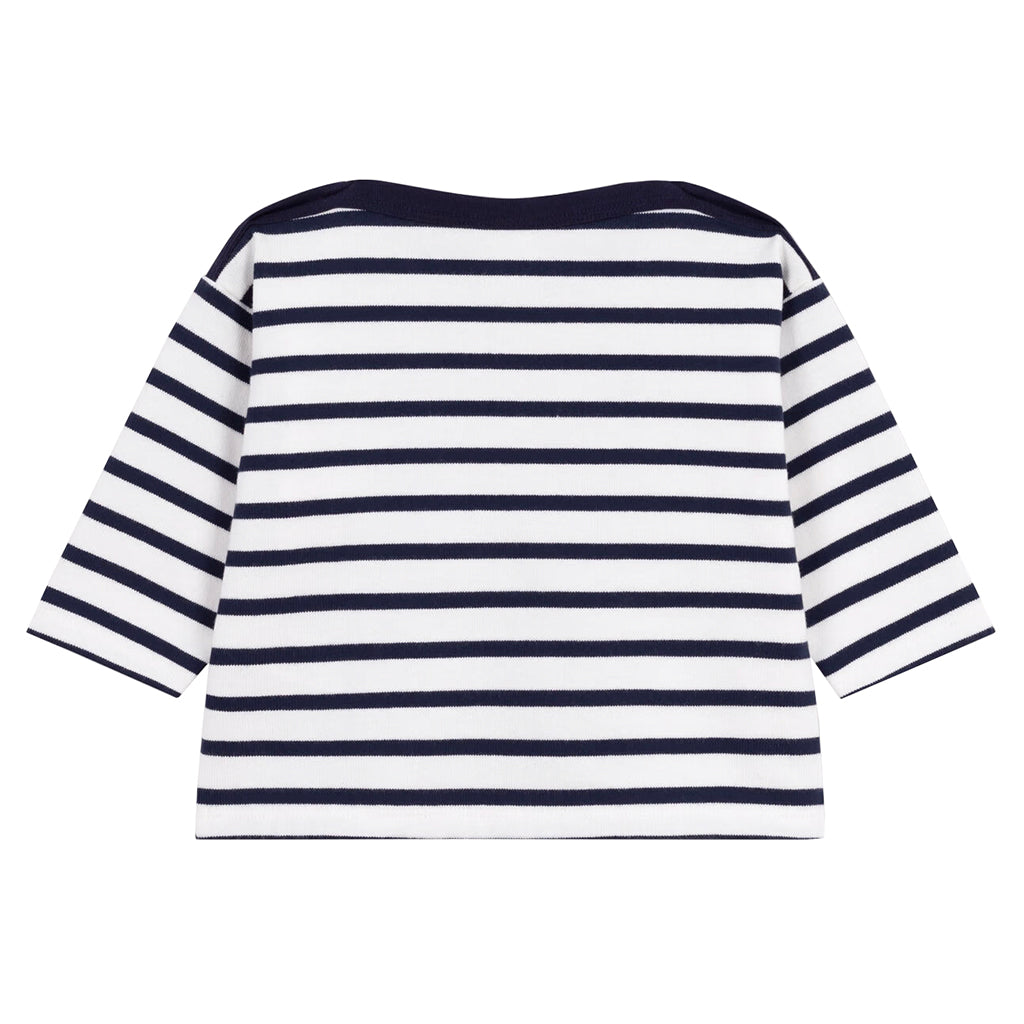 Petit Bateau Baby T-shirt White With Tuxedo Blue Stripes