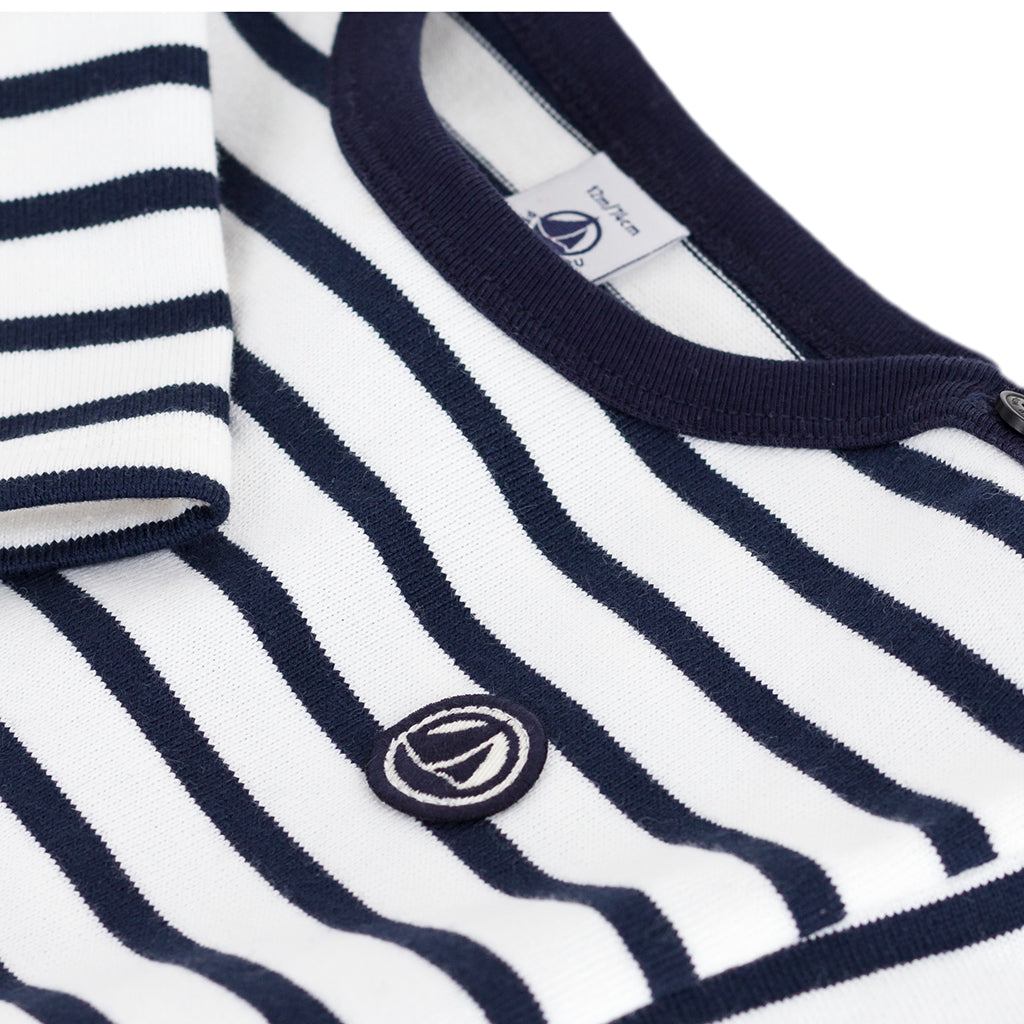 Petit Bateau Baby T-shirt White With Tuxedo Blue Stripes