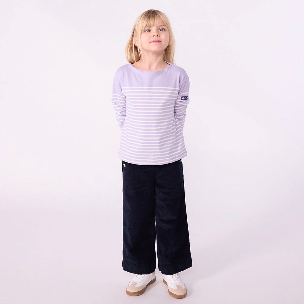 Petit Bateau Child T-shirt Squaw Purple With White Stripes