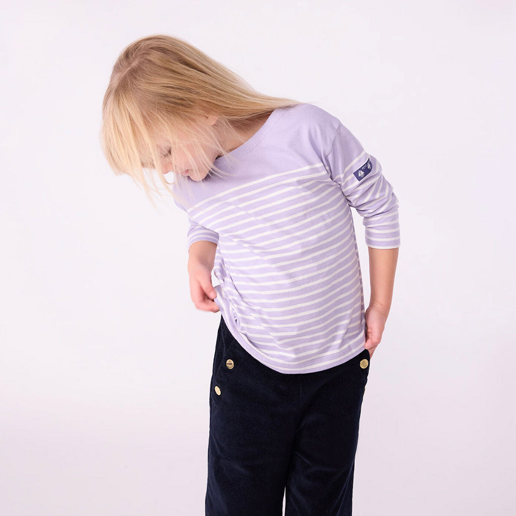 Petit Bateau Child T-shirt Squaw Purple With White Stripes