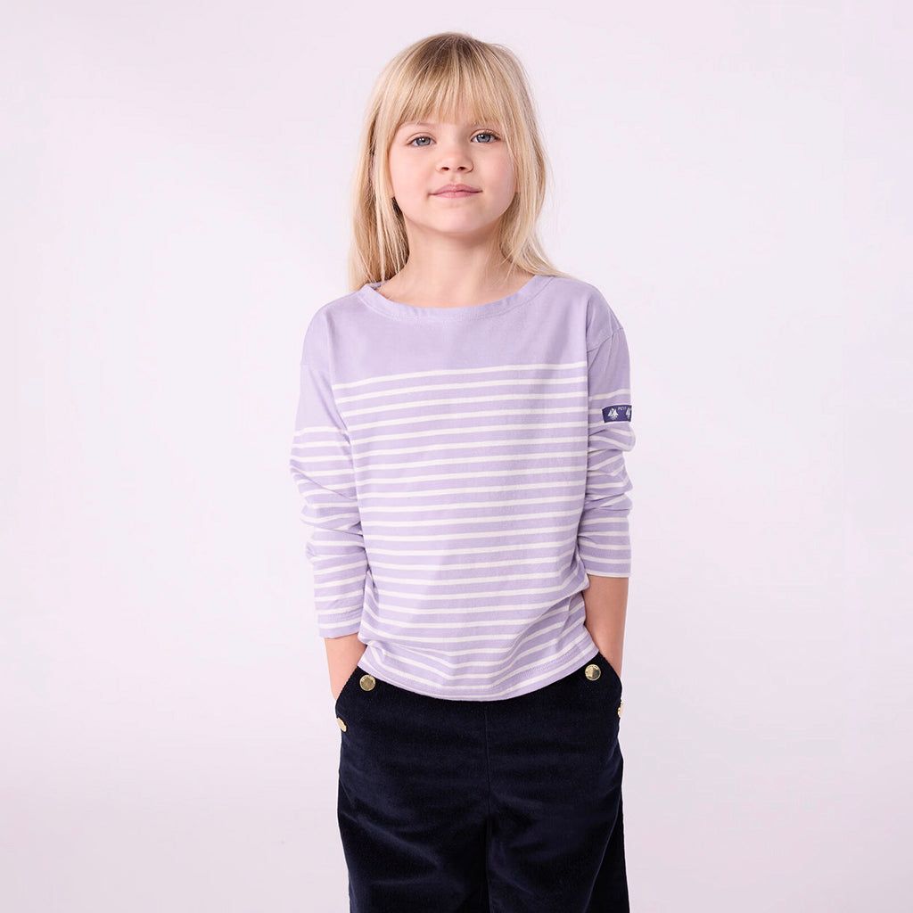 Petit Bateau Child T-shirt Squaw Purple With White Stripes