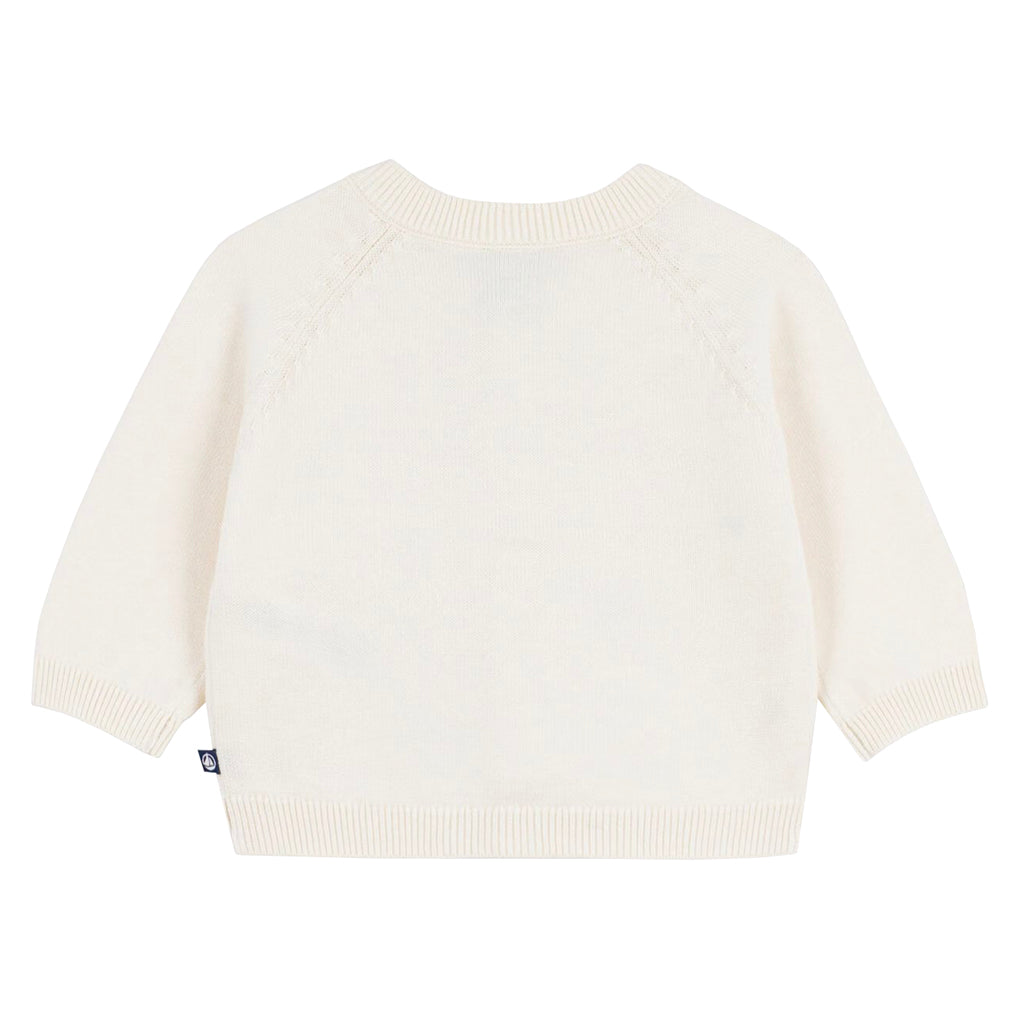 Petit Bateau Baby Cardigan Marshmallow White With Silver Embroidered Stars