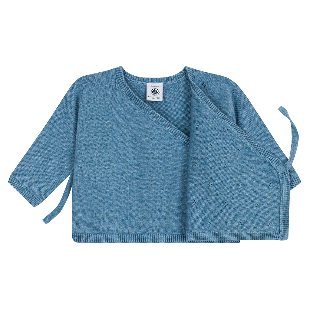 Petit Bateau Baby Wrap Cardigan Adriatic Blue