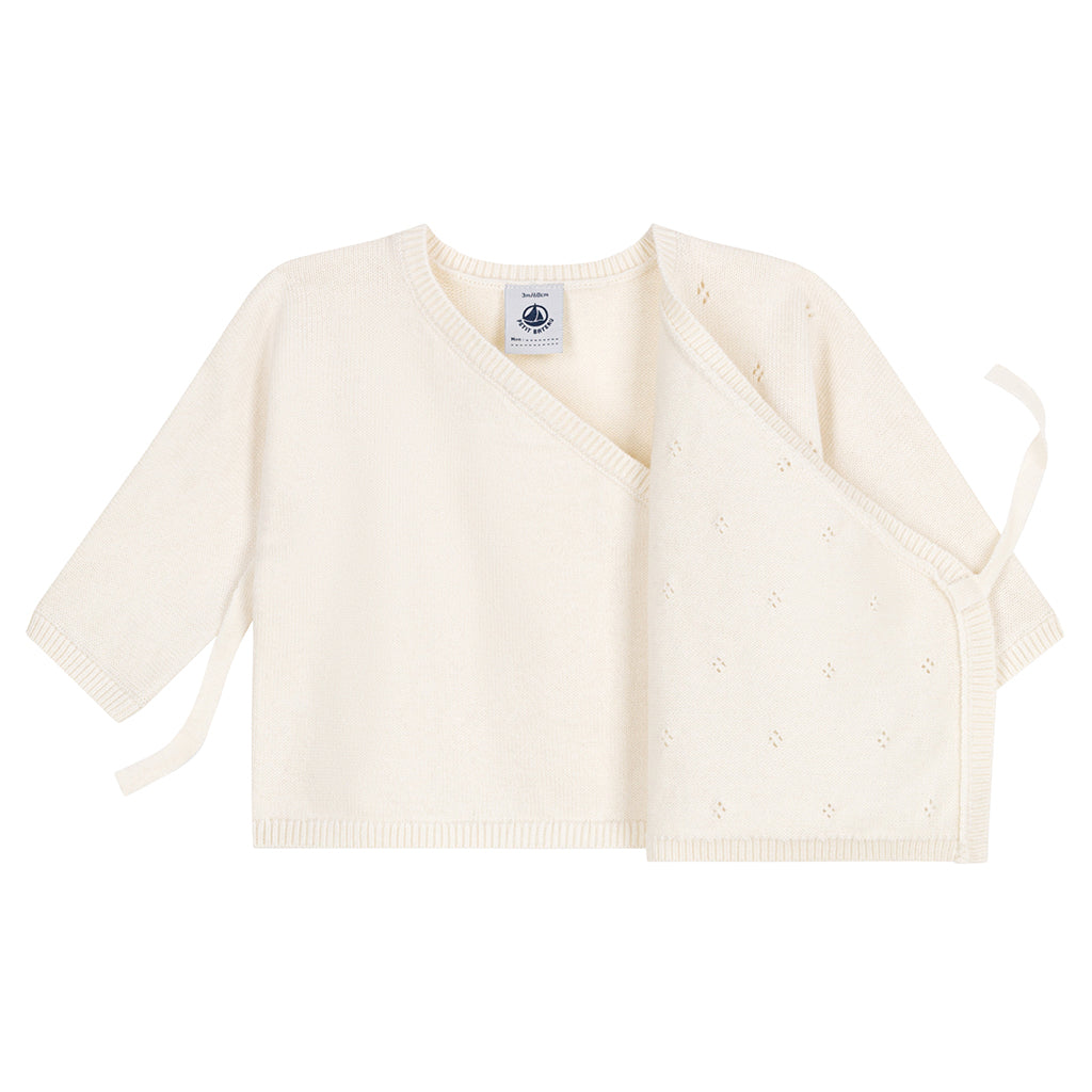 Petit Bateau Baby Wrap Cardigan Marshmallow White
