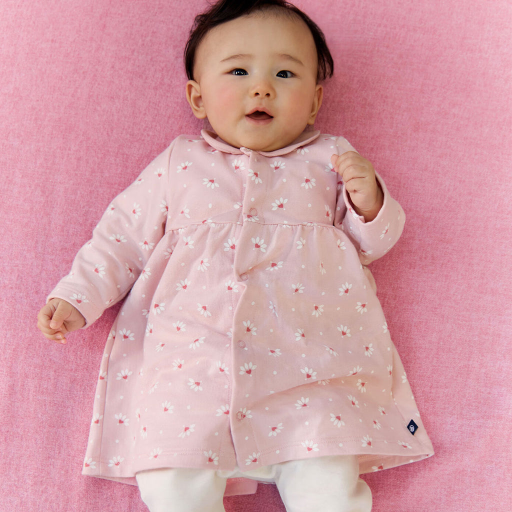 Petit Bateau Baby Dress With Leggings Pretty Pink Floral Print