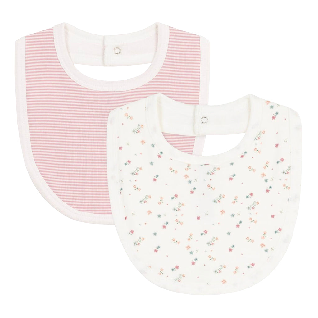 Petit Bateau Baby Set Of Two Bibs Pink Floral Print