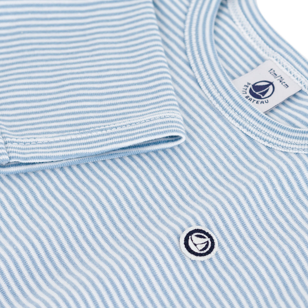 Petit Bateau Baby T-shirt White And Adriatic Blue Stripes