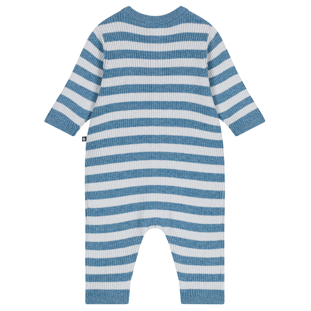 Petit Bateau Baby Knit Jumpsuit Adriatic Blue Stripes