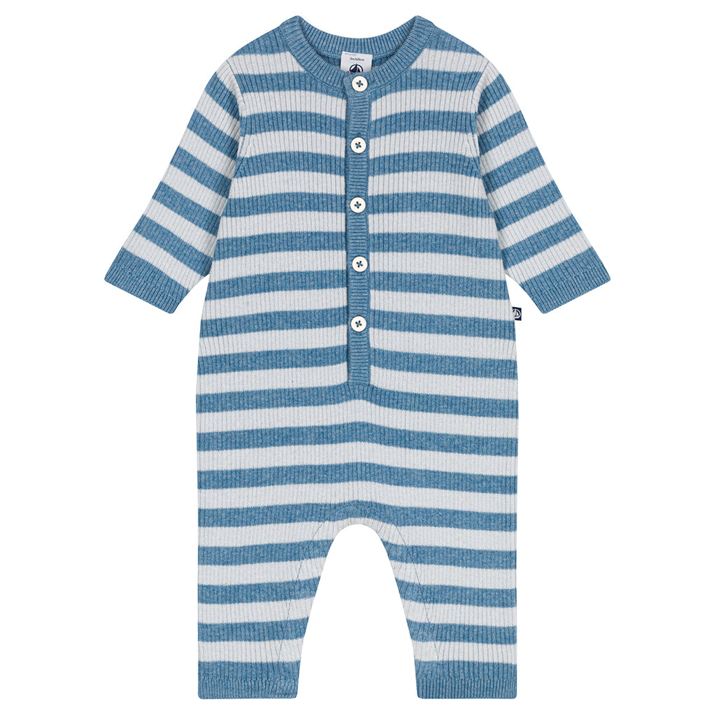 Petit Bateau Baby Knit Jumpsuit Adriatic Blue Stripes