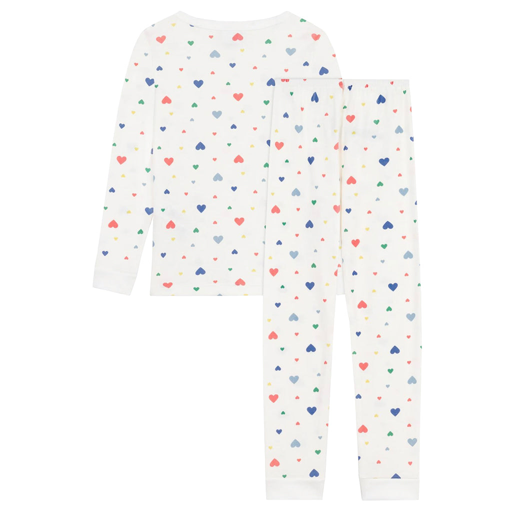 Petit Bateau Child Pyjamas Marshmallow White Multicolour Heart Print