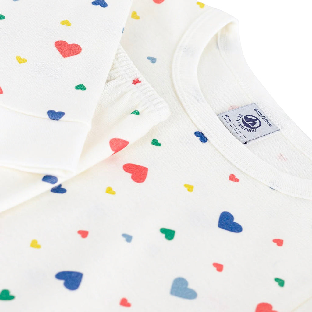 Petit Bateau Child Pyjamas Marshmallow White Multicolour Heart Print
