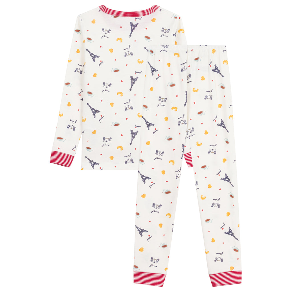 Petit Bateau Child Pyjamas Marshmallow White Paris Print