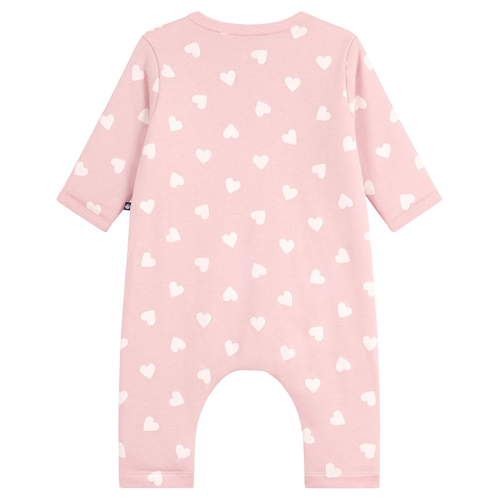 Petit Bateau Baby Jumpsuit Pretty Pink Heart Print