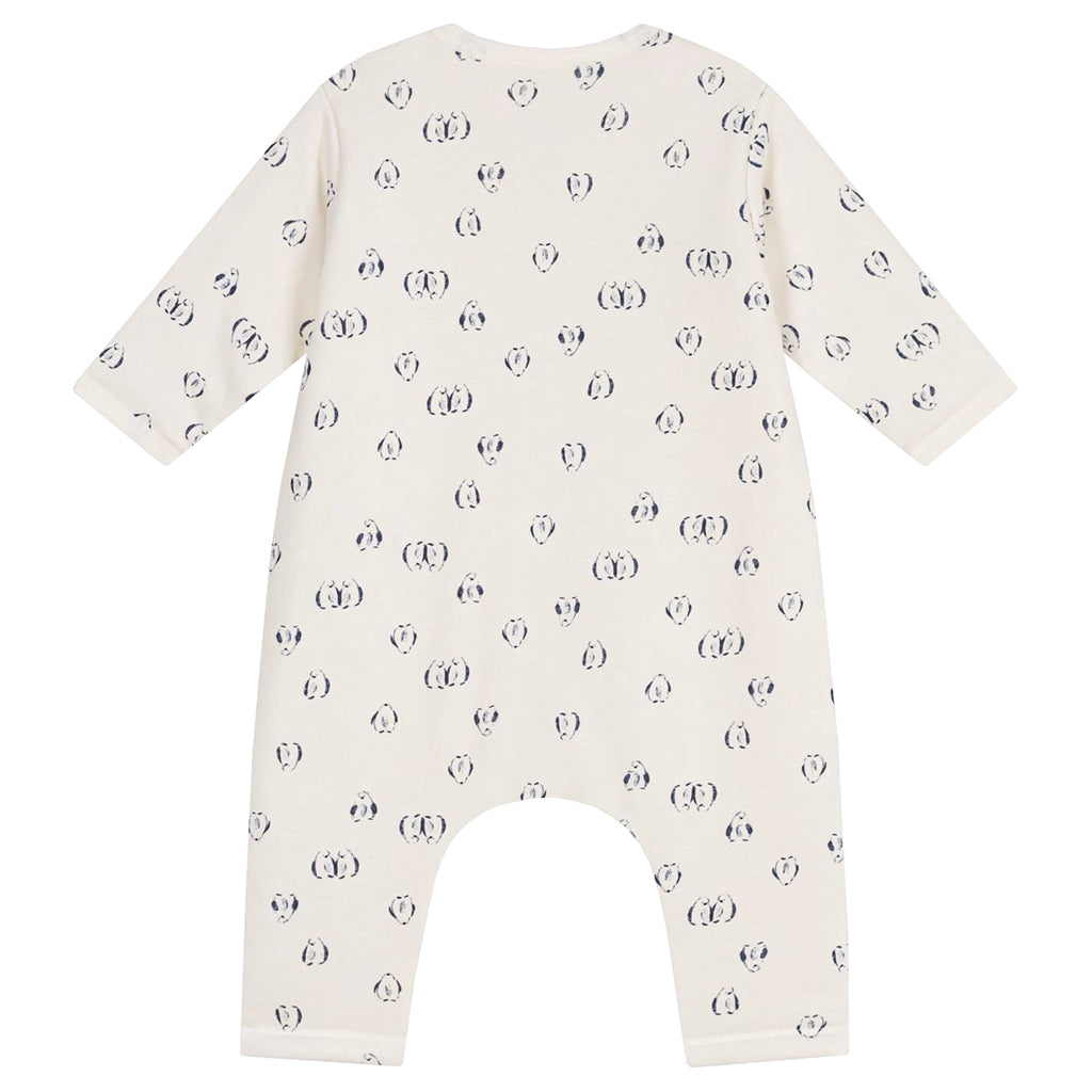 Petit Bateau Baby Jumpsuit Milk Cream Penguin Print