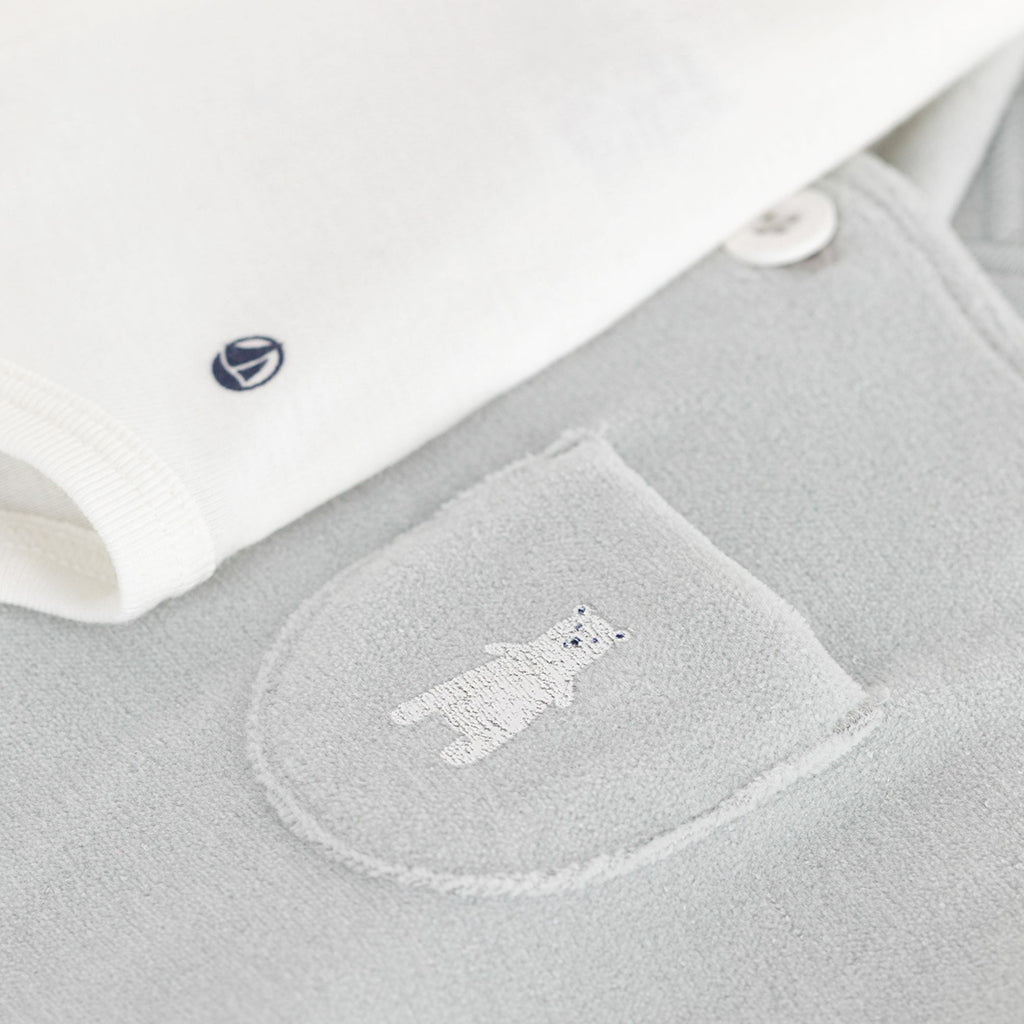 Petit Bateau Baby Two Piece Overalls Set Carbon Grey