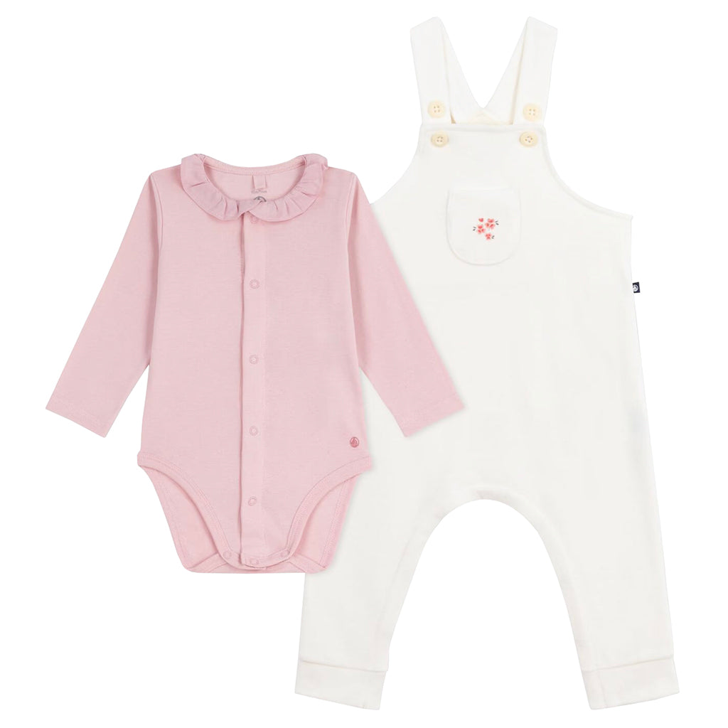 Petit Bateau Baby Two Piece Overalls Set Milk Cream