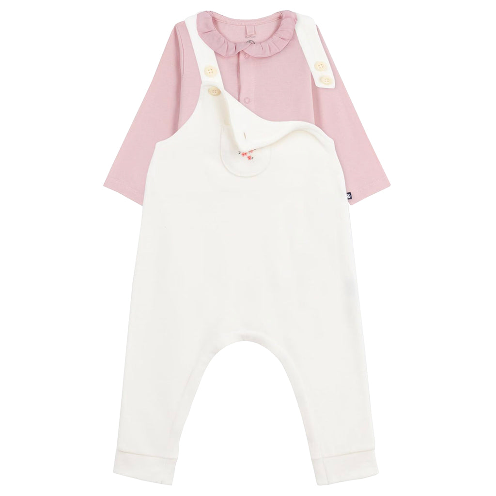 Petit Bateau Baby Two Piece Overalls Set Milk Cream