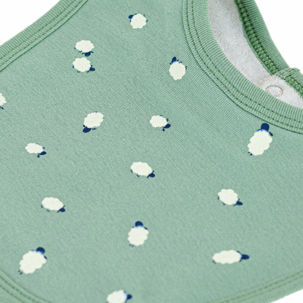 Petit Bateau Baby Bib Willow Green Sheep Print