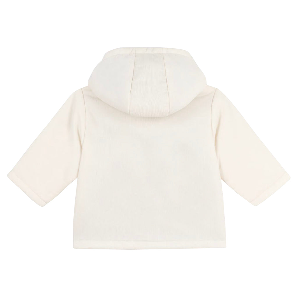 Petit Bateau Baby Velvet Hooded Coat Milk Cream