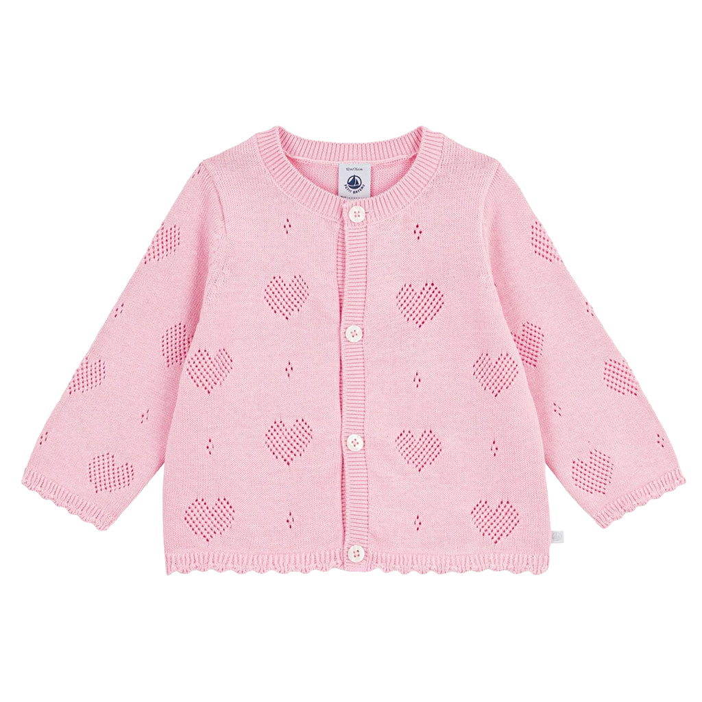 Petit Bateau Baby Cardigan Marquise Pink Hearts