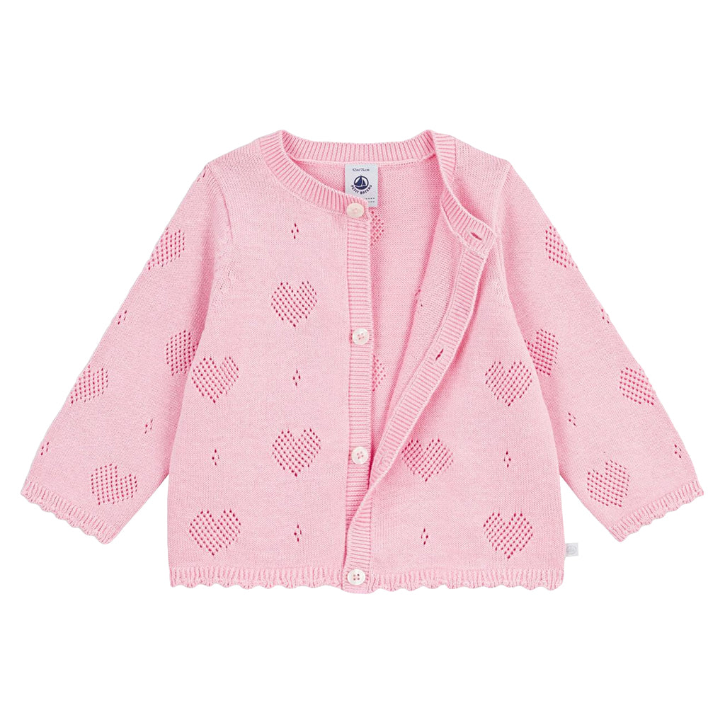 Petit Bateau Baby Cardigan Marquise Pink Hearts